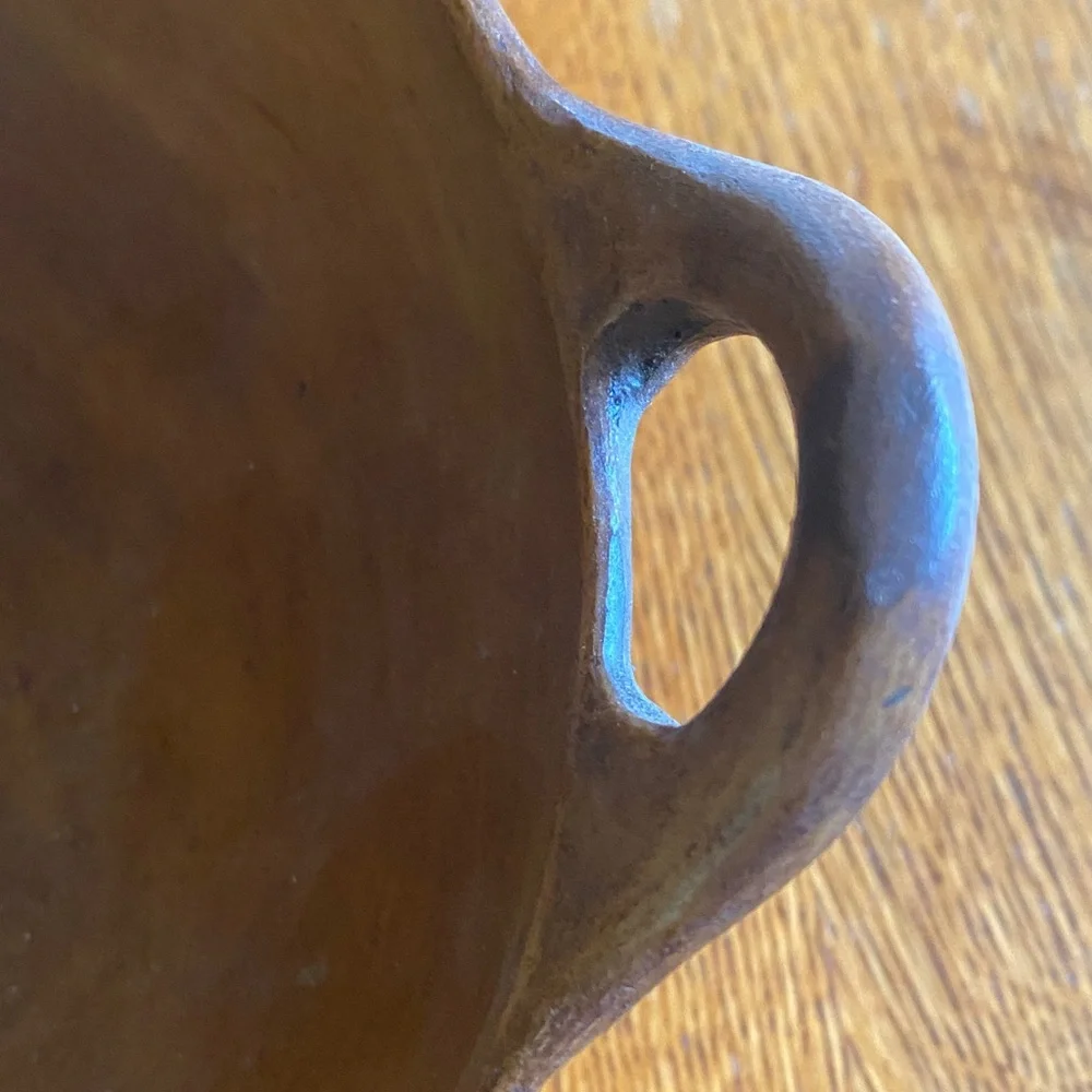 Rustic Brown Two-Handled Serving Bowl